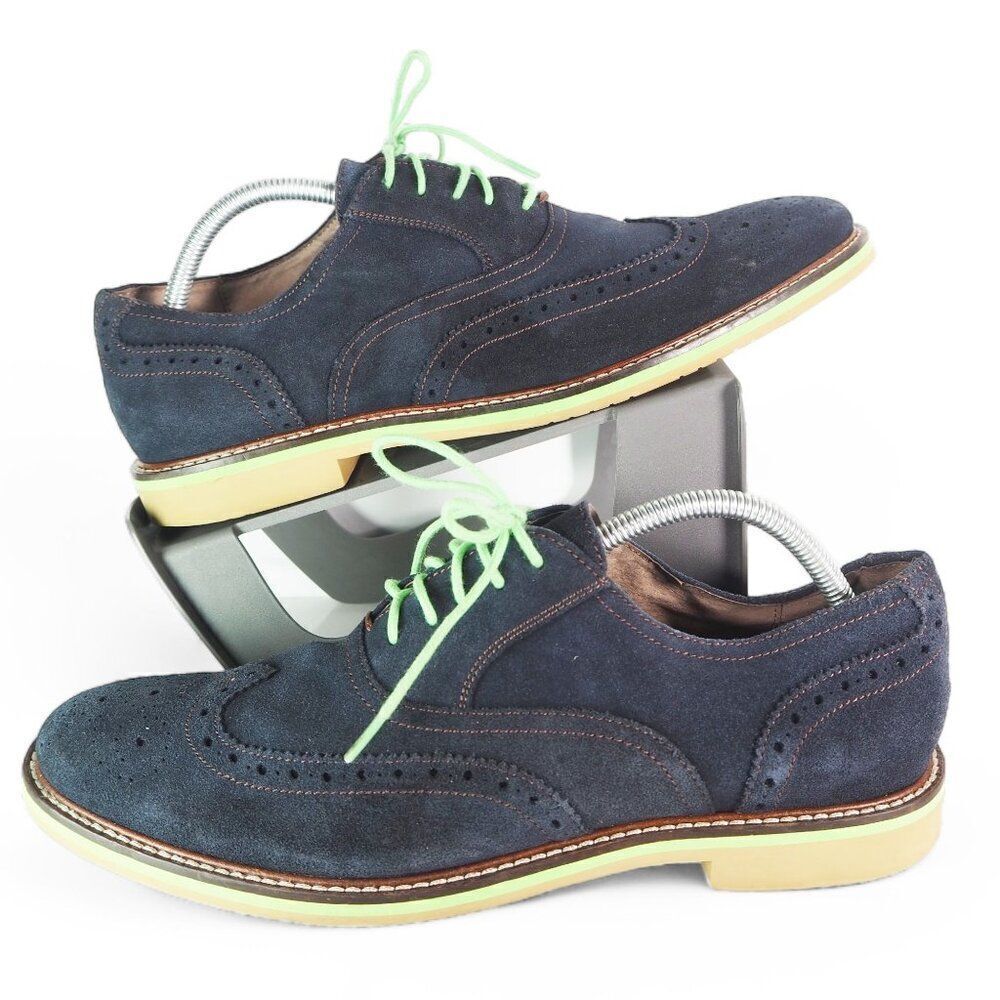 Banana Republic Taylor Wingtip Suede OxfordsβNavy / Lime Men'sβ 10M